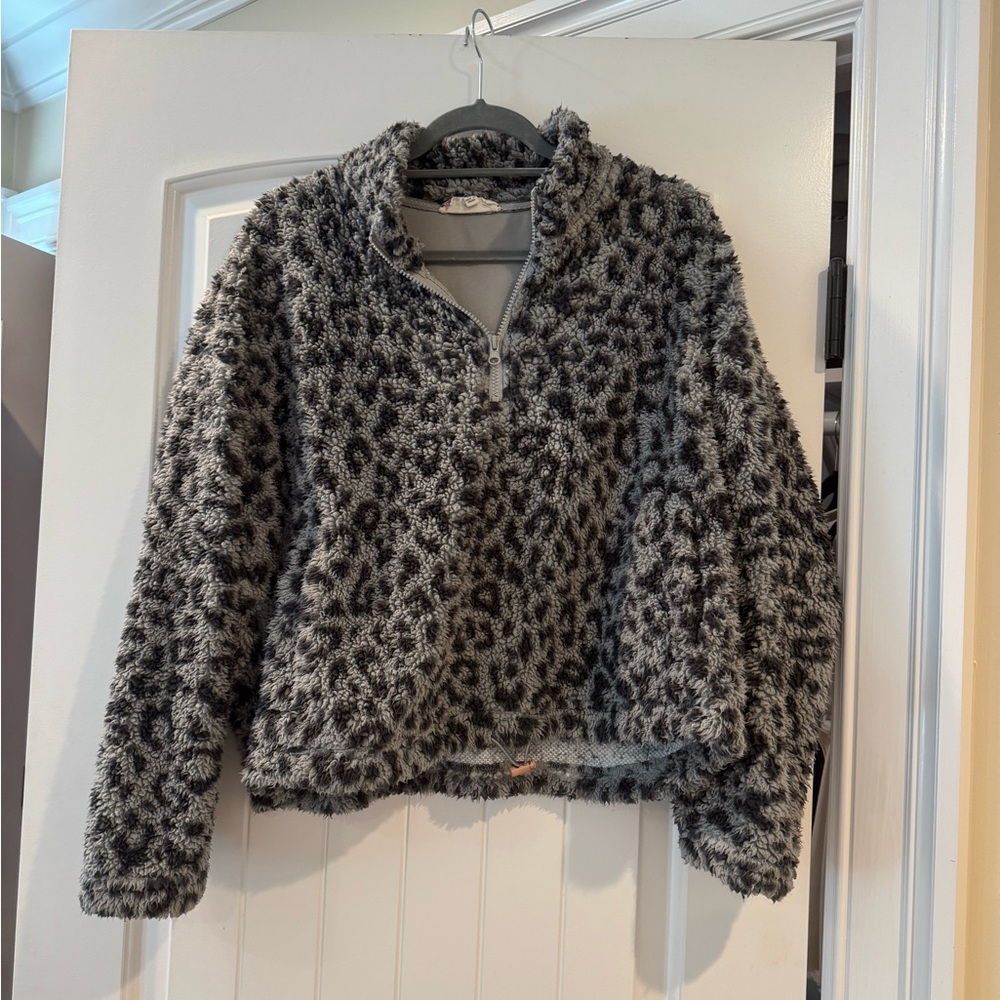 Hippie Rose Black and Gray Fuzzy Jacket